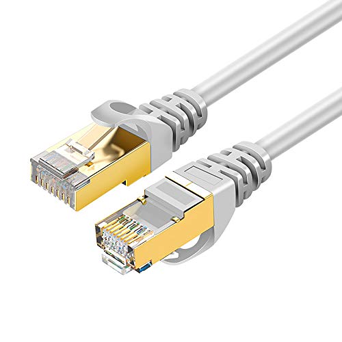 Eono Cat 7 Ethernet Kabel - 10Gbit/s 600Mhz Netzwerkkabel Patchkabel S/FTP mit Vergoldeter RJ45 für Router, Modem, Switch, Xbox One, PS5, PS4, TV (White, 20M/65FT)