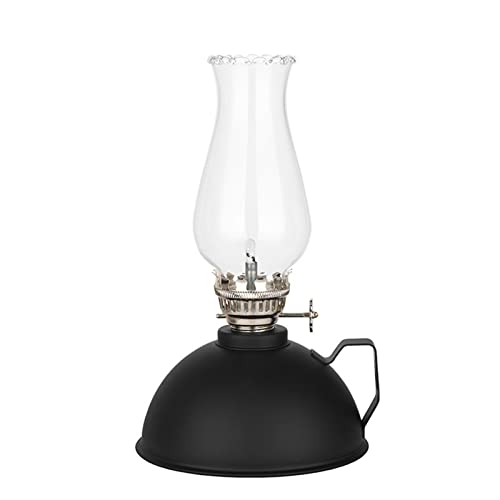 Matte geölt Lampe mit Griff Eisenblech Öldose - Retro Mobil-Lampe Antike Kerzenkerze-Lampe for Heimnotfallcamping (7.48in) (Color : Black)