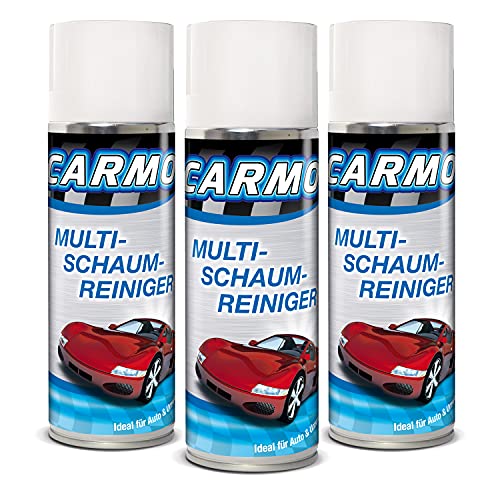 3x CARMO Multi-Schaum Reiniger | Universalreiniger | Aktiv Schaum Reiniger | Helmreiniger | Glasreiniger | 400 ml