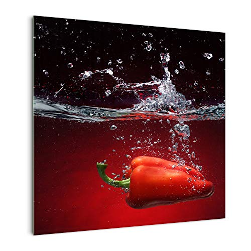 DekoGlas Küchenrückwand 'Paprika in Wasser' in div. Größen, Glas-Rückwand, Wandpaneele, Spritzschutz & Fliesenspiegel
