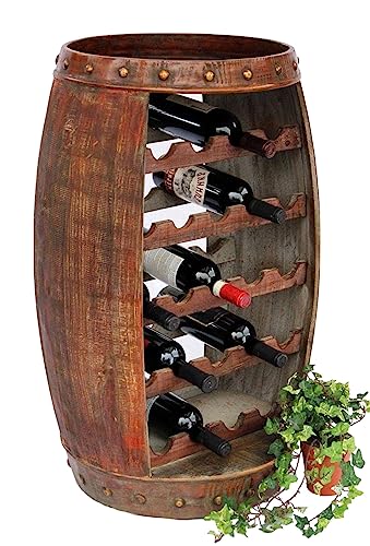 DanDiBo Weinregal Holz Stehend Weinfass 0370-R Fass 80 cm Flaschenregal Flaschenständer Flaschenhalter Braun Bar Weinbar