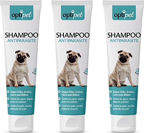 OptiPet 3x250ml Anti-Parasiten Shampoo für Hunde gegen Parasiten Flohshampoo Schutz vor Parasiten
