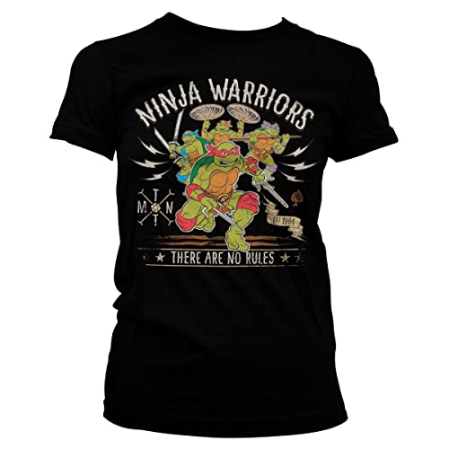 Teenage Mutant Ninja Turtles Offizielles Lizenzprodukt Ninja Warriors - No Rules Damen T-Shirt (Schwarz), Medium