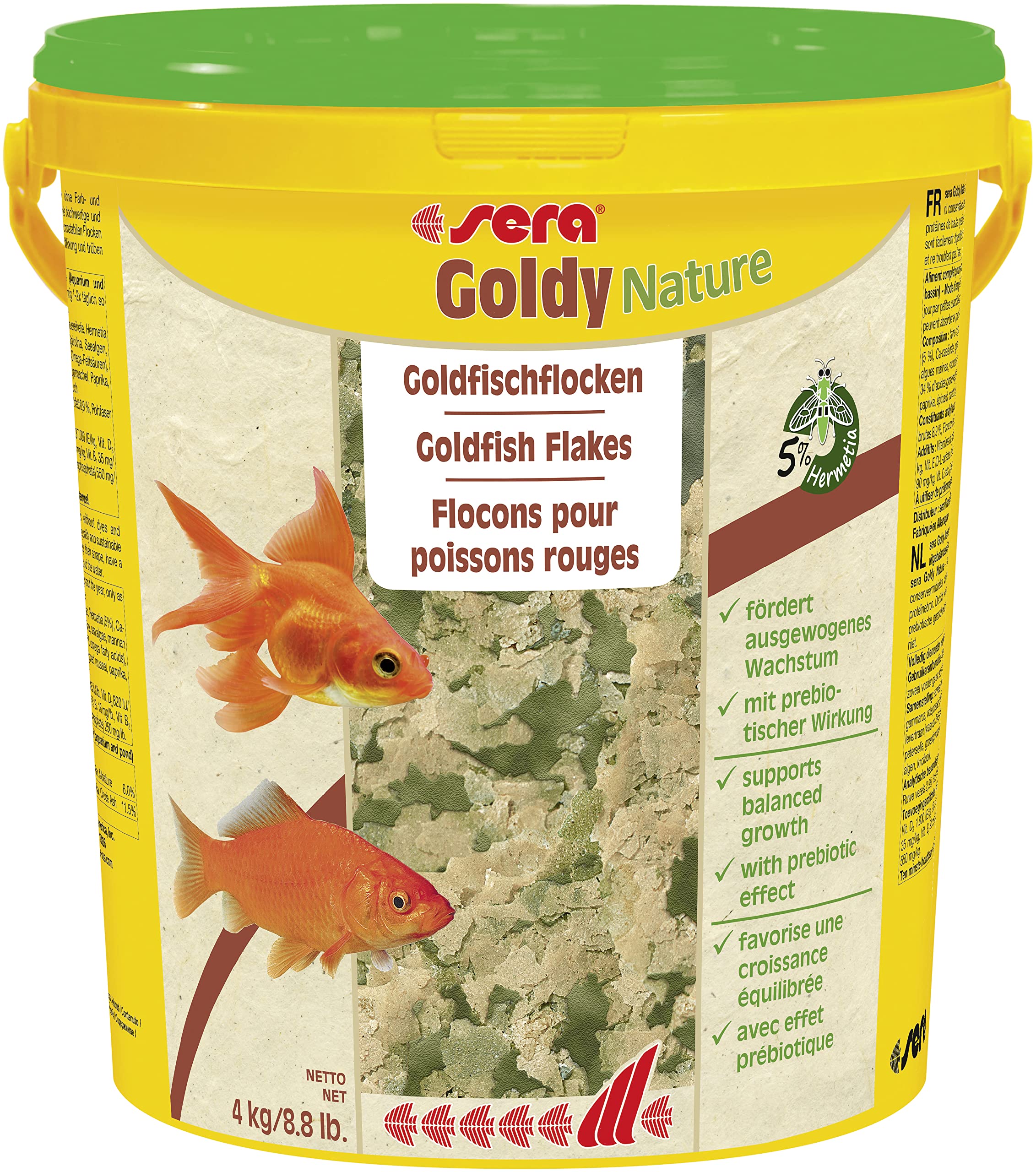 sera Goldy Nature 21l (4 kg) - Goldfischfutter für gesundes Wachstum & prächtige Farben, Fischfutter für den Teich, Flockenfutter mit hoher Futterverwertbarkeit und somit weniger Algen
