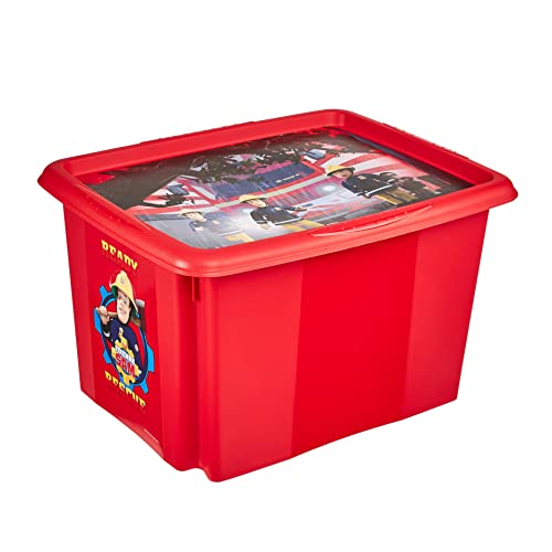 keeeper Aufbewahrungsbox karolina Fireman Sam, 30 Liter Dreh-/Stapelbox mit Deckel, aus PP, cherry-red, mit - 1 Stück (1223840120300)