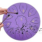 6 Zoll Balmy Trommel Für Erwachsene Und Kinder, 11 Töne Mini Zungentrommel Schlaginstrument Handtrommeln Instrumentenset Für Musikalische Meditation Bildung Konzert Yoga,Purple