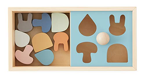 OYOY Mini Wooden Puzzle Box Motorik Spielzeug - Formen-Sortierspiel Baby Kinder Holz Natur Pastell
