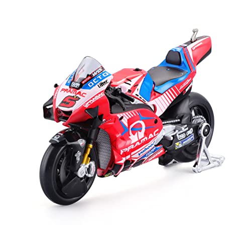 Maisto - 1:18 Moto GP Racing - Ducati Pramac #5 Johann Zarco - Neues FA 2022 - Miniaturmotorrad für Kinder - Maßstabsgetreue Reproduktion