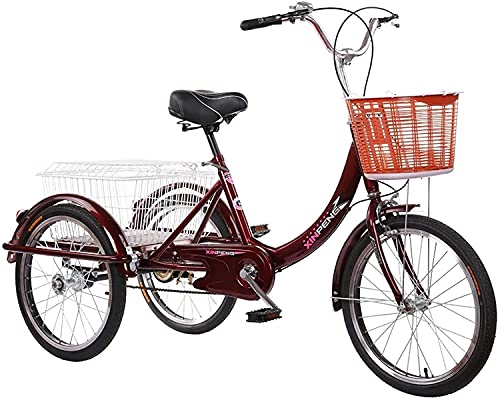 Dushiabu Cityräder Adult Dreiräder, 3-Rad-Fahrräder für Erwachsene 20 Zoll Single Speed Trikes Fahrräder Trike mit Einkaufskorb für Senioren, Frauen, Männer City