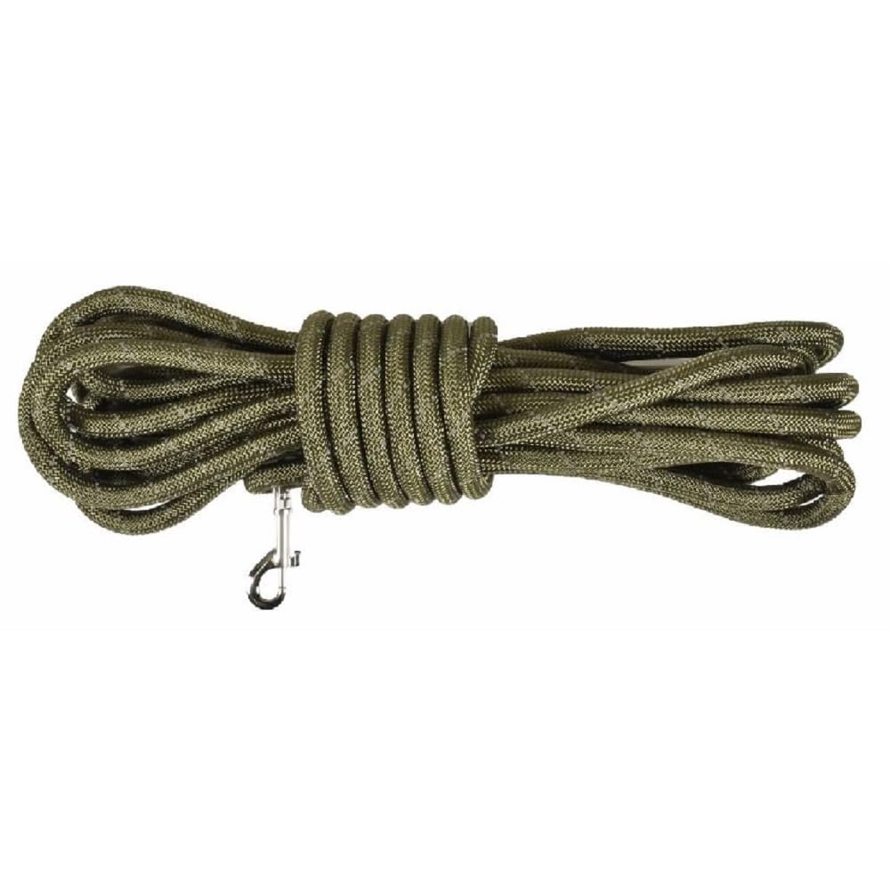 Bobby Walk 10 M – Hundeleine 3 Meter/1,2 cm dick, schlauchförmige Hundeleine, strapazierfähiges Nylon, Khaki, 10 Meter