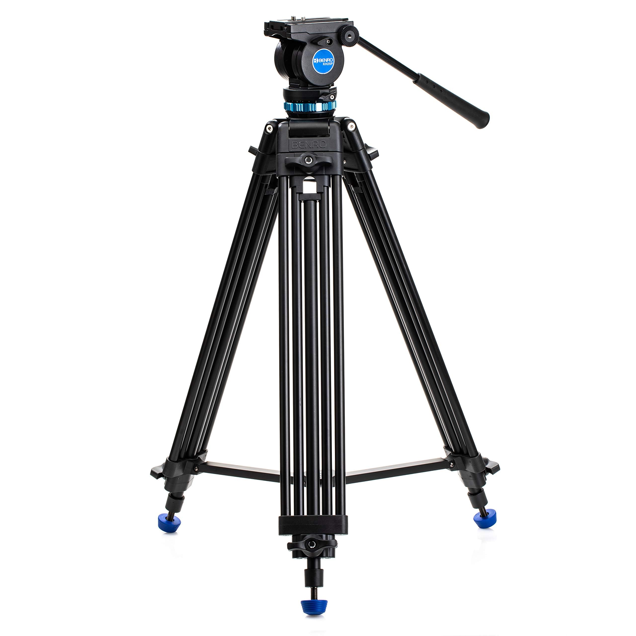 Benro KH25P Video Tripod with Head, 5kg Payload, Continuous Pan Drag, Anti-Rotation Camera Plate, max Height 73.5cm