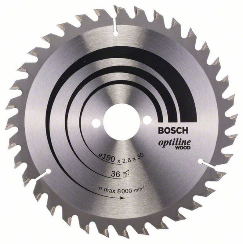 Bosch Kreissägeblatt Optiline Wood für Handkreissägen, 190 x 30 x 2,6 mm, 36 2608640616