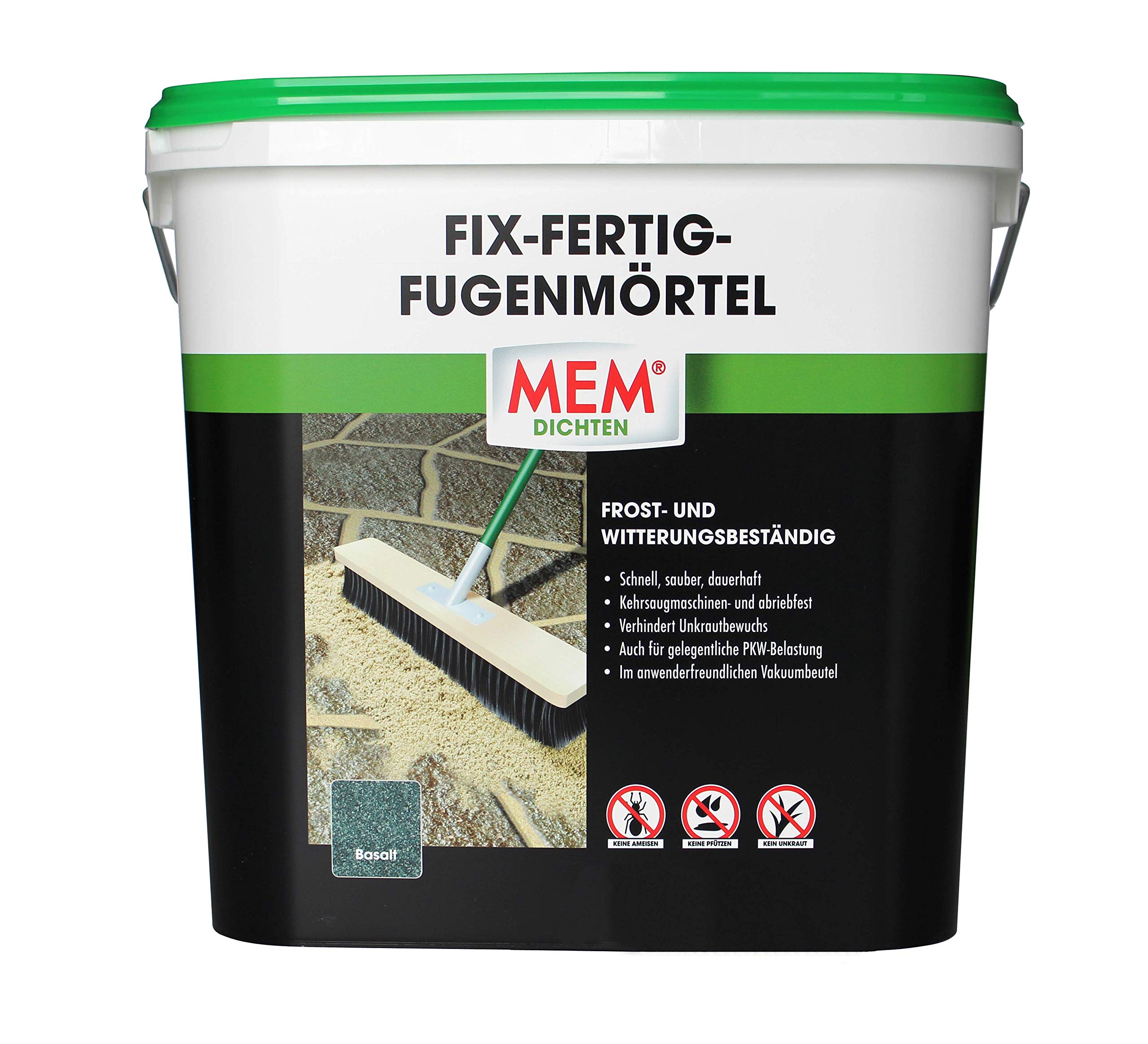 MEM Fix-Fertig-Fugenmörtel, Witterungsbeständig, Anwendungsfertig, Gegen Unkrautbewuchs, Basalt, 12,5 kg