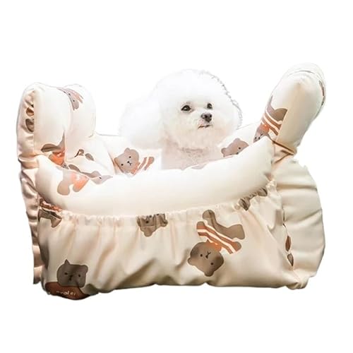Tragbare Hunde- und Katzenbetten, Wohnwagen, sicherer Haustiersitz, weiches Sofa for Welpen, großer Korb, Kätzchenkissen (Color : White, Size : L (50x50x30) cm)