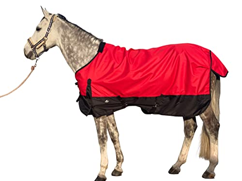 TGW RIDING Weidedecke Winterdecke 1200D W&B mit Nylonfutter, No Füllung Horse Rain Sheet (145CM/70, Red)