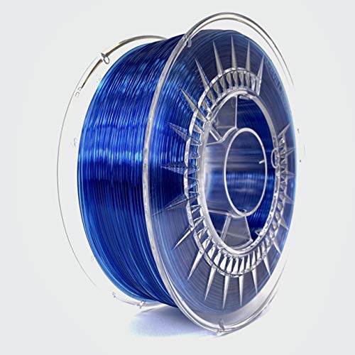Devil Design | Filament | PETG super blue transparent - dunkel blau transparent | 1.75 | 1kG | für Anfänger und Fortgeschrittene | Top Haftung | wenig Stringing | leicht zu drucken
