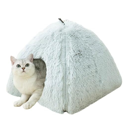 Katzenhöhle - Katzenhauszelt mit abnehmbarem, waschbarem, gepolstertem Kissen - Innenbett mit Schaumstoffkissen, Tierhöhle, weiche und selbstwärmende Kätzchenbetten und Möbel für Kätzchen und