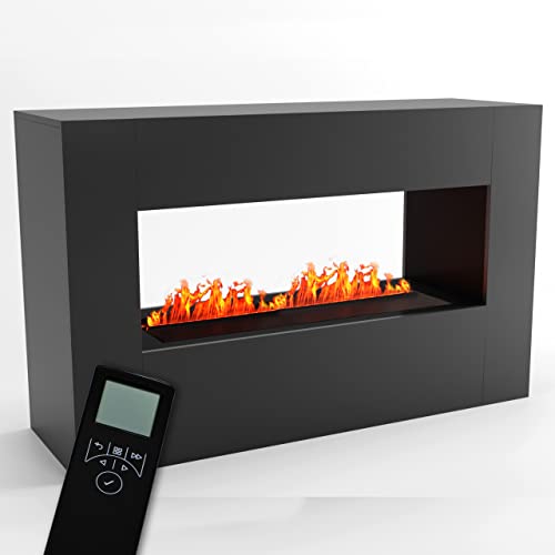 GLOW FIRE Konsalik 1000 Elektrokamin Opti Myst Cassette 1000 | 3D Wasserdampf Feuer, Elektrischer Kamin mit Fernbedienung, Regelbarer Flammeneffekt, Schwarz