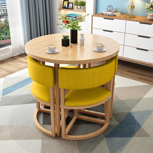 MTSYXYM Küchentisch mit Stuhl, runder Esstisch für Empfangsraum, Esstisch-Set mit Vier Stühlen, nimmt wenig Platz EIN und ist einfach zu montieren,Für Esszimmer und Küche 80cm. (Size : Style4)