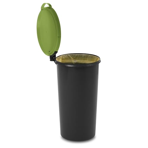 KUEFA VL 60l Müllsackständer, Mülleimer, Sammelbehälter mit Scharnierdeckel für den Gelben Sack, Pfandflaschen, Leergut (1, Hellgrün)