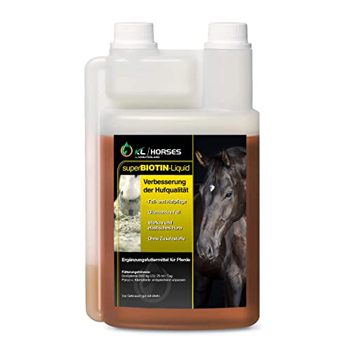 Kräuterland Super Biotin Liquid für Pferde 1L - 1000ml Futterzusatz für gesunde Hufe, Fell & Haut - in Premium Qualität