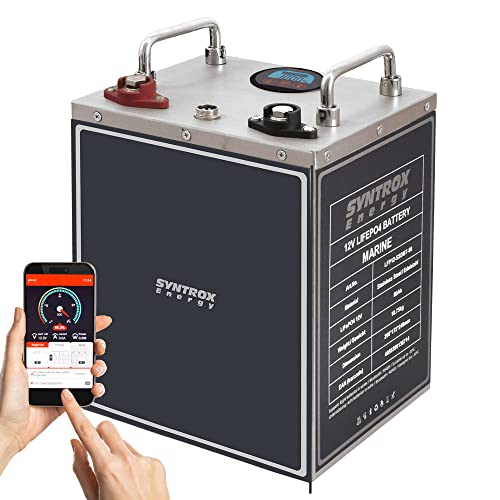 Syntrox Energy Lithium LiFePO4 Batterie Akku frostsicher Premium 12,8V BMS mit Bluetooth und Display, integrierte Heizung 40Ah bis 400Ah (80Ah)