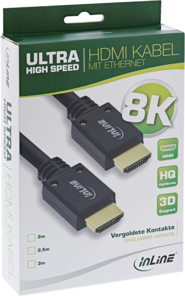 InLine® HDMI Kabel, Ultra High Speed HDMI Kabel, 8K4K, Stecker/Stecker, 2m