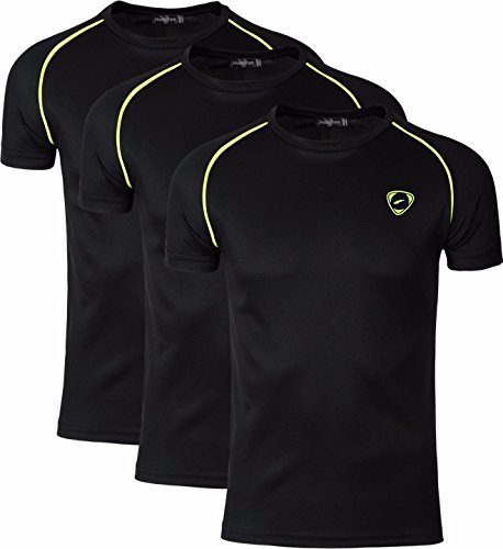 jeansian Herren Sportswear 3 Packs Sport Slim Short Sleeves Compression T-Shirt Tee LSL182 PackG M