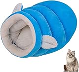OLOTU Bequemes, flauschiges Katzenbett-Schlafsack, wärmendes Haustier-Schlafzone, gemütliches Bett, Katzenhöhle mit Ohren, großes waschbares Nest für Welpen