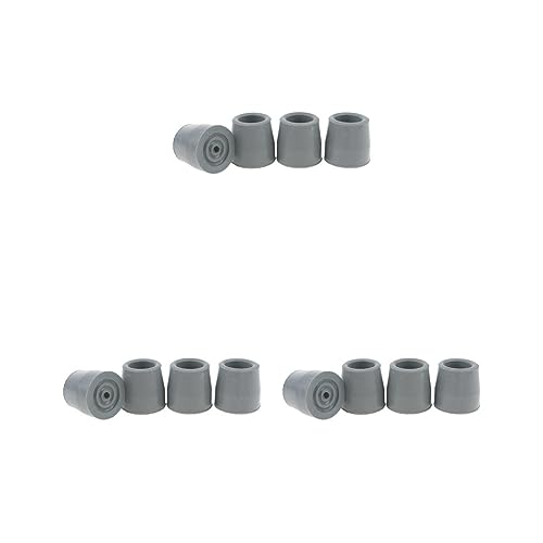 3 Set mit 4 Stück Krückenhülsen Gummi Ende Gehstock Tip Protector Rutschfest Grau 4 x 3,8 cm