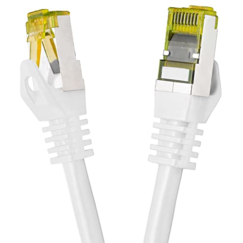 BIGtec 25m Netzwerkkabel Patchkabel CAT.7 Ethernet LAN DSL Patch Kabel Gigabit weiß (2X RJ-45 Anschluß, doppelt geschirmt,SFTP) 25 Meter