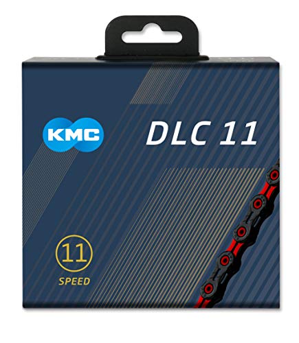 KMC Unisex – Erwachsene DLC DLC11 11-Fach Kette 1/2" x11/128, 118 Glieder, schwarz-rot