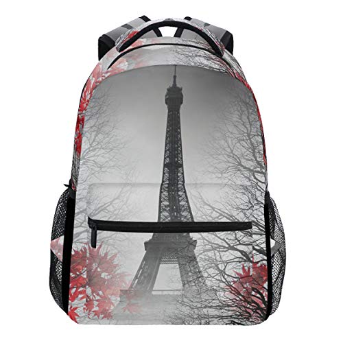 Oarencol Rucksack Eiffelturm in Paris Vintage Old Tree Leaf Backpack Bookbag Daypack Travel School College Bag für Damen Herren Mädchen Jungen