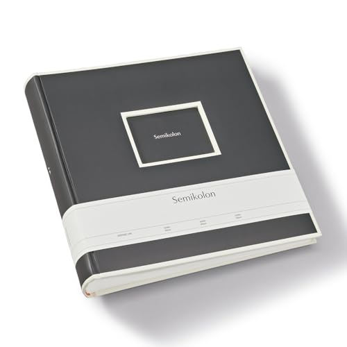 Semikolon 370028 Jumbo Album – 30x30 cm, 100 Seiten cremefarben, für 10x15 Fotos, mit Pergaminpapier – lava stone grau