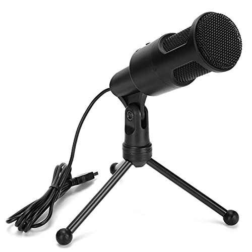 Annadue Schwarzes USB-Mikrofon High-Fidelity-Aufnahmegerät Geräuscharme SF-960B-Sprachröhre mit Ständer für Computerspiele Gesang für USB-Podcast PC-/Telefonmikrofon(Schwarz)