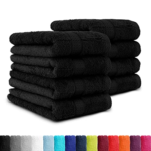 8 TLG. Handtuch-Set in vielen Farben - 8 Handtücher 50x100 cm - Farbe schwarz