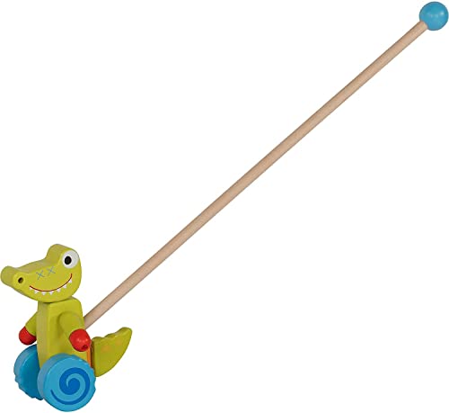 GOKI 54875 Krokodil, anmimal zu schieben No aplica Spielzeug zum Ziehen, bunt