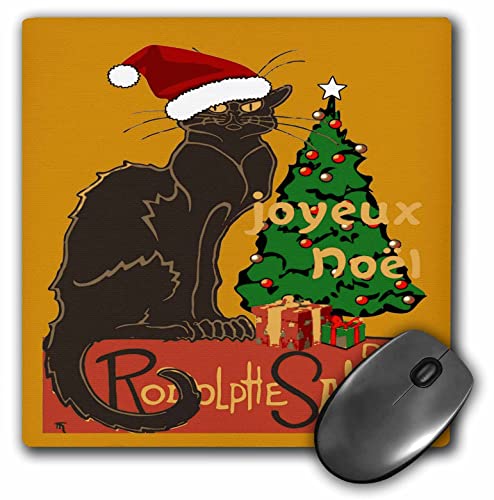 3dRose Joyeux mp-352056-1 Mauspad Noel Le Chat Noir Spoof mit Weihnachtsbaum