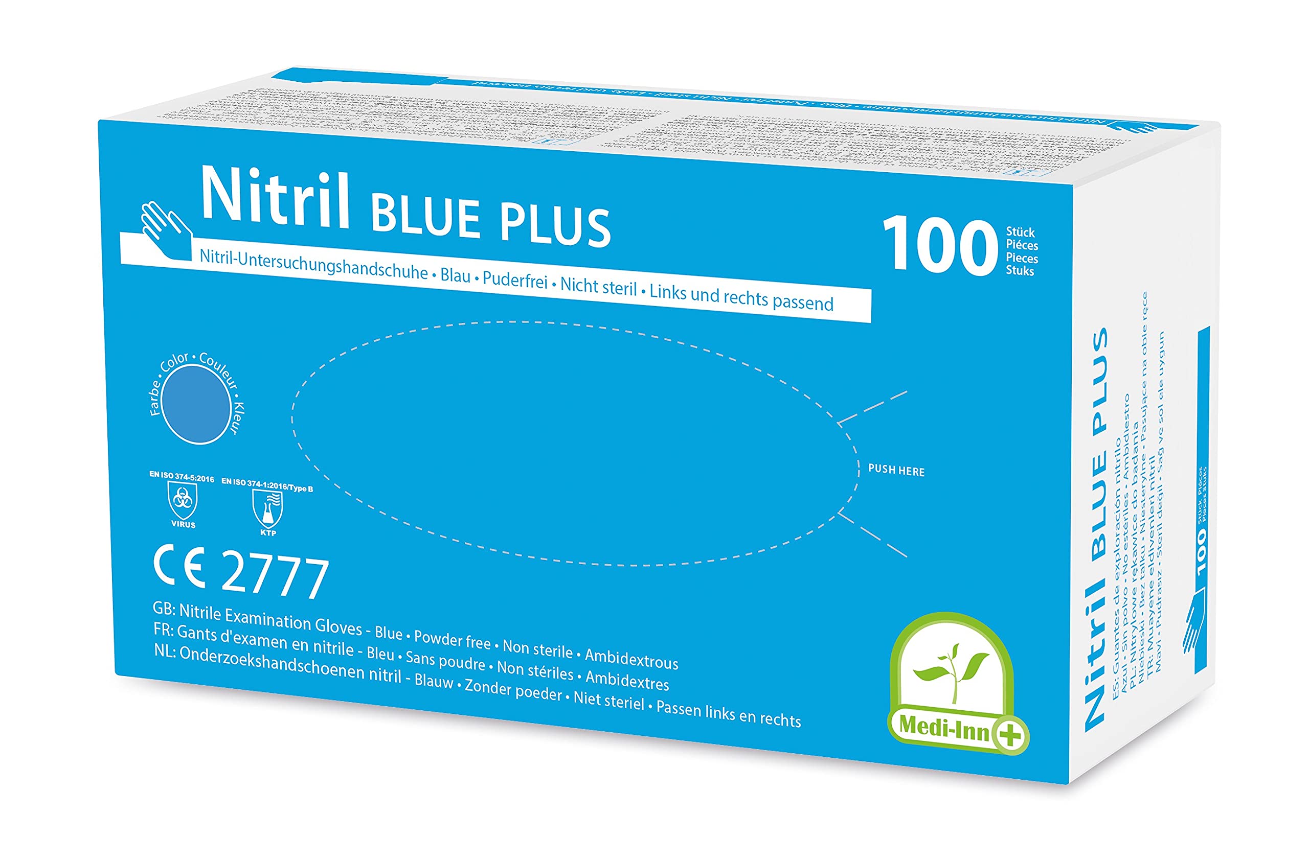 Medi-Inn+ Nitril blue plus Einmalhandschuhe Einweghandschuhe puderfrei (L, 1000 Stück)