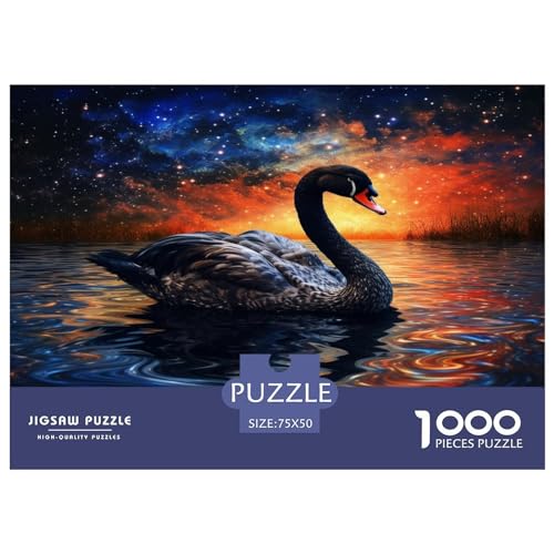 Animal Black Swan Erwachsene 1000 Teile Puzzle Lernspiel Geburtstag Moderne Wohnkultur Family Challenging Games Entspannung Und Intelligenz 1000pcs (75x50cm)