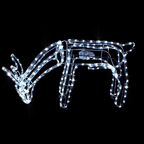 Pridea Weihnachtsdeko Figuren LED grasendes Rentier motorgesteuerter Kopf 216 LED 36 Funkel LEDs Weihnachtsbeleuchtung für Innen und Außen Weihnachtsdekoration Lichterschlauchfigur
