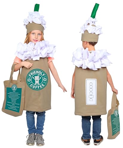 Dress Up America Coffee Kostüm für Kinder - Netter Cappuccino / Frappuccino / Latte Dress-up für Jungen und Mädchen