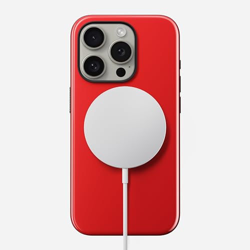 NOMAD Sport Case für iPhone 15 Pro | Hülle aus Polycarbonat mit TPE-Bumper | mit glänzender PET-Beschichtung | MagSafe-kompatibel | Night Watch Red