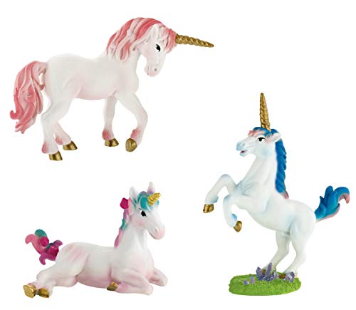 Bullyland Spielfiguren - Einhorn Familie mit Stute, Hengst und Fohlen - handbemalt