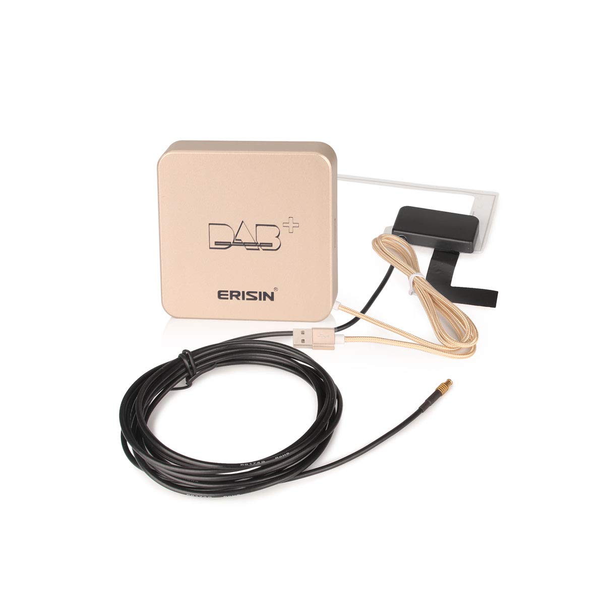 Erisin DAB+ Digital-Radio-Antenne mit verstärktem Antennen-Kit Adapter für Autoradio Android 9.0/10.0/11.0/12.0 USB-Anschluss