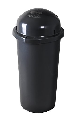KUEFA 60L - Mülleimer Müllsackständer mit Laserbeschriftung (Grau, Restmüll)
