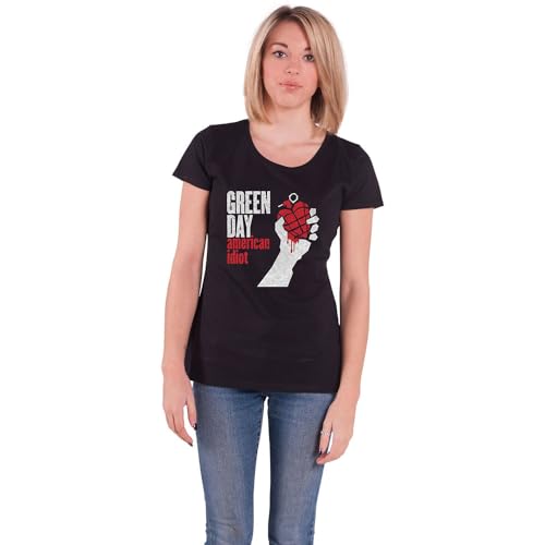 Green Day Damen T-Shirt 'American Idiot' (Weiß), schwarz, X-Klein