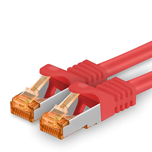 1aTTack.de 30m - Cat.7 Netzwerkkabel Rot - 1 Stück Gigabit Ethernet LAN Kabel 10000 Mbit s Patchkabel Cat7 Kabel S FTP PIMF Schirmung LSZH Cat.7 Rohkabel Rj45 Stecker Cat 6a - 1 x 30 Meter