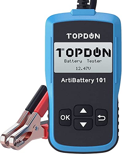 TOPDON Car Battery Tester - 12v 24v Car Auto Battery Load Tester on Cranking System and Charging System Scan Tool, TT AB101 100-2000 CCA Battery Tester Automotive for Cars/SUVs/Light Trucks