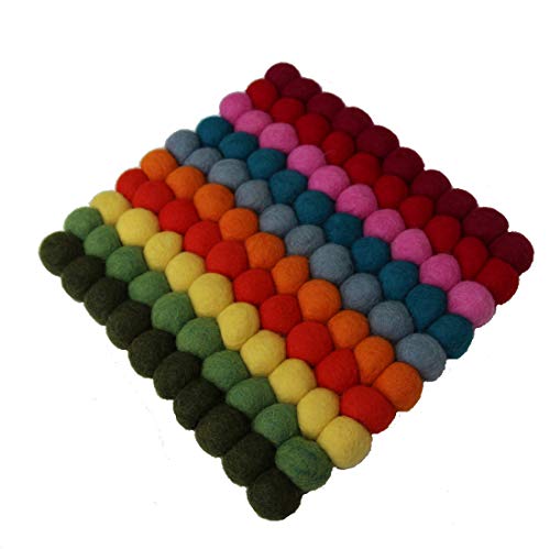 Maharanis Fairtrade Filz Untersetzer Topf Untersetzer Regenbogen quadratisch 22 x 22 cm handgefertigt aus reiner Wolle